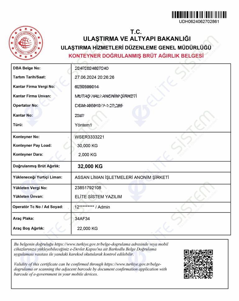 VGM (Verified Gross Mass)